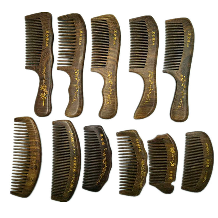 Supply of black gold sandalwood comb with handle