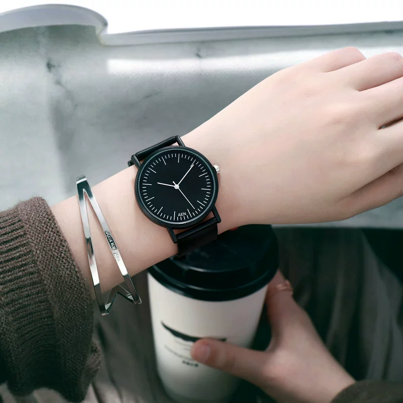 Retro Couple Watch, Korean Style Trend, Minimal Dial, Leather Strap (Large & Small)