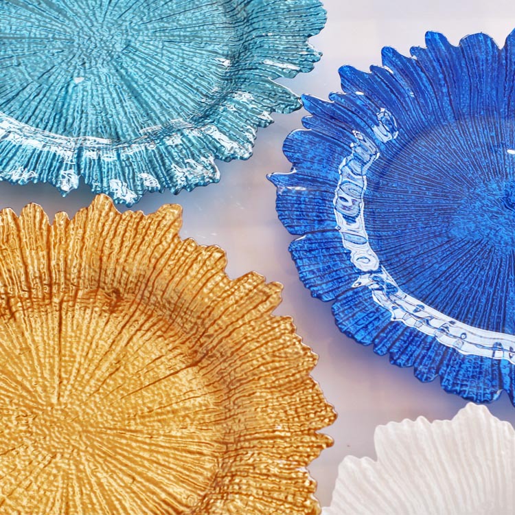 Origin supply colored glass plate wedding irregular golden sun plate mat plate large European decorative plate
