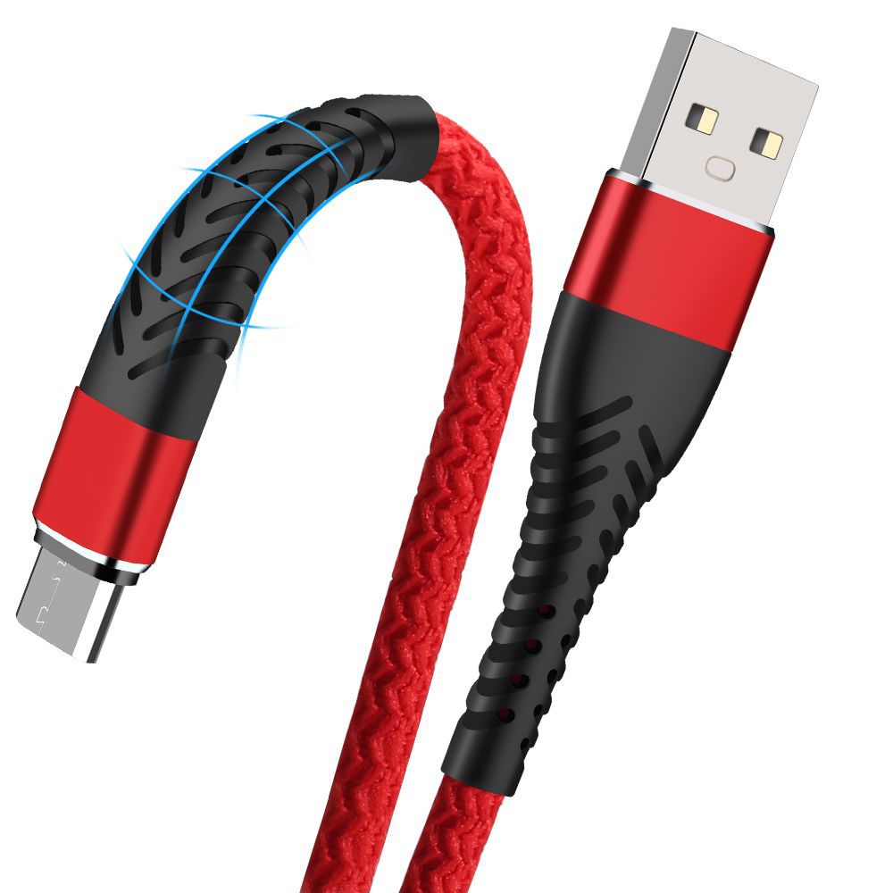 Cable DE DATOS trenzado de aguja de cola larga para Apple Android TypeC cable de carga del teléfono móvil 2.4A cable de carga rápida