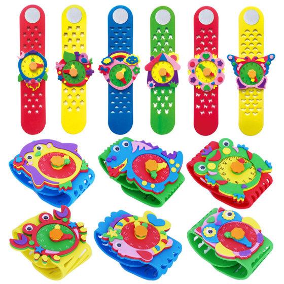 New DIY paste watch kindergarten handmade material package cartoon animal watch children's watch