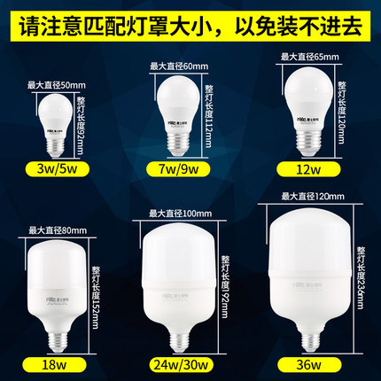 雷士照明LED灯泡3W5W9瓦E27螺口家用节能球泡光源大功率飞碟灯