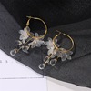 Fashionable crystal, universal earrings, South Korean goods, accessory, Korean style, city style, flowered