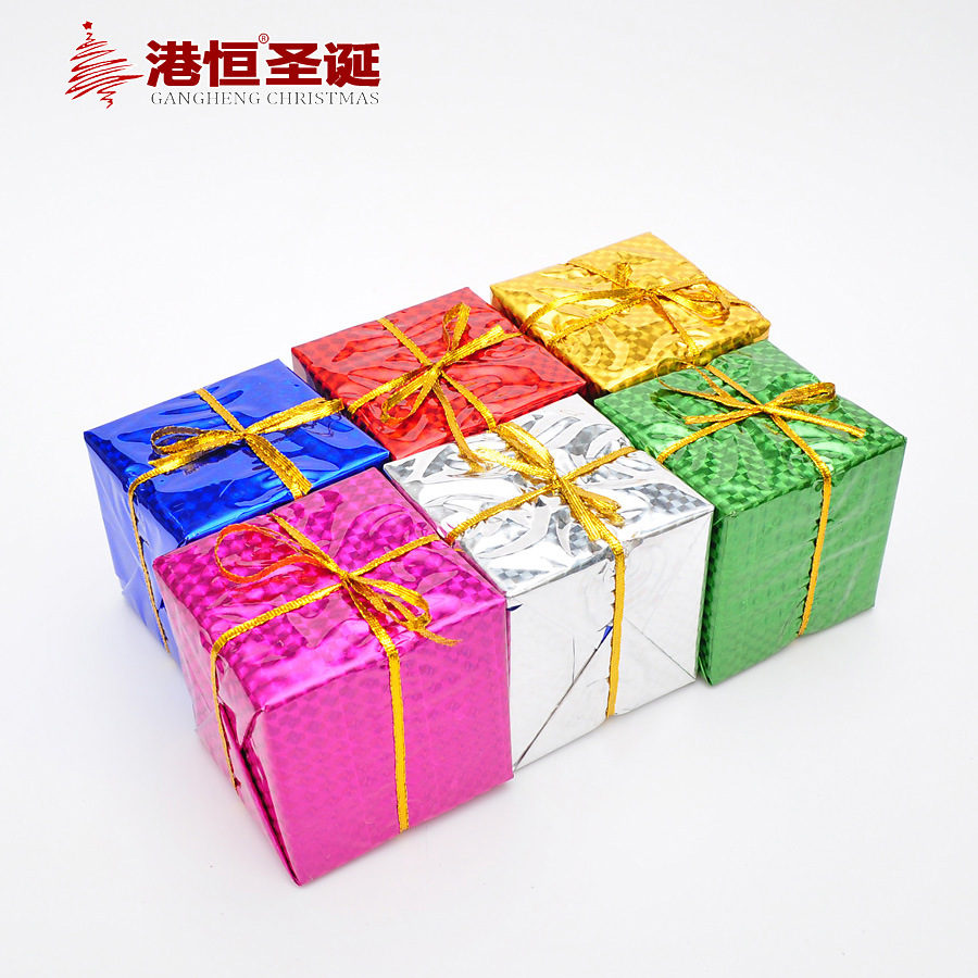 Caja de regalo navideña colorida de espuma 3D, accesorios creativos de decoración, adornos colgantes, suministros para crear ambiente, venta al por mayor.