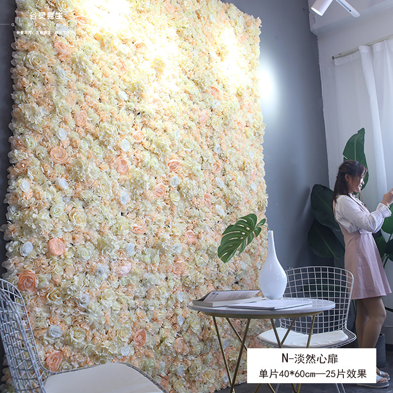 Pared de flores artificiales para bodas, pared de plantas, fondo de pared para bodas, decoración de flores falsas para escaparates de centros comerciales, flores de seda de rosa al por mayor