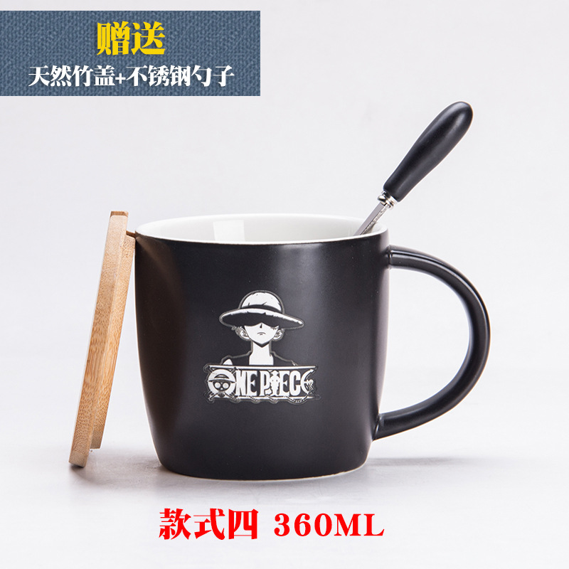 Una pieza lufei cuchara con tapa de cerámica grande taza avena