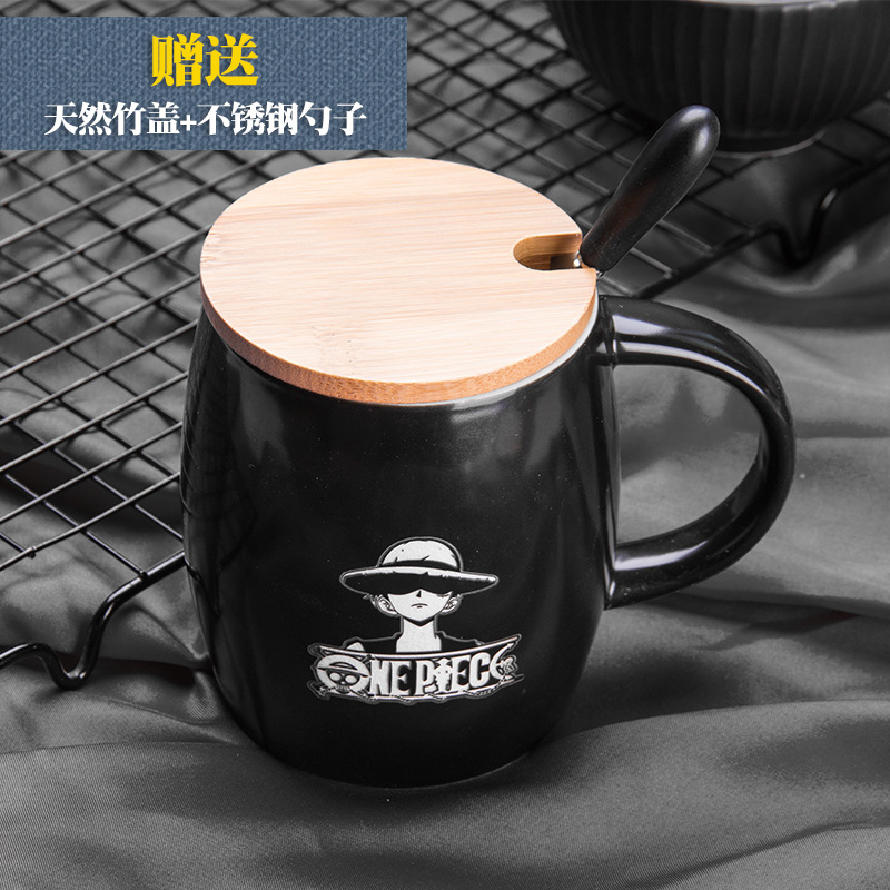 Una pieza lufei cuchara con tapa de cerámica grande taza avena