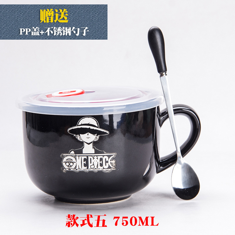 Una pieza lufei cuchara con tapa de cerámica grande taza avena