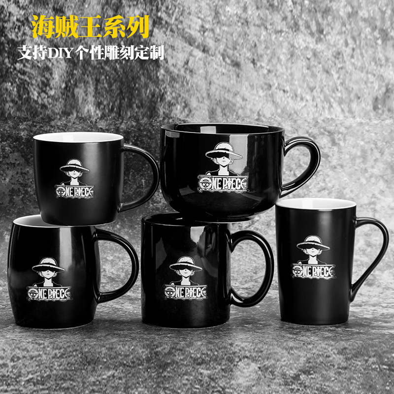 Una pieza lufei cuchara con tapa de cerámica grande taza avena