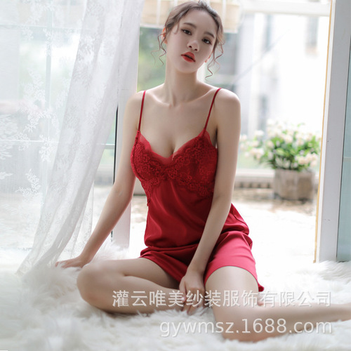 Beautiful gauze Taobao style suspender nightgown sexy women's pajamas temptation foreign trade style transparent sexy underwear drop shipping