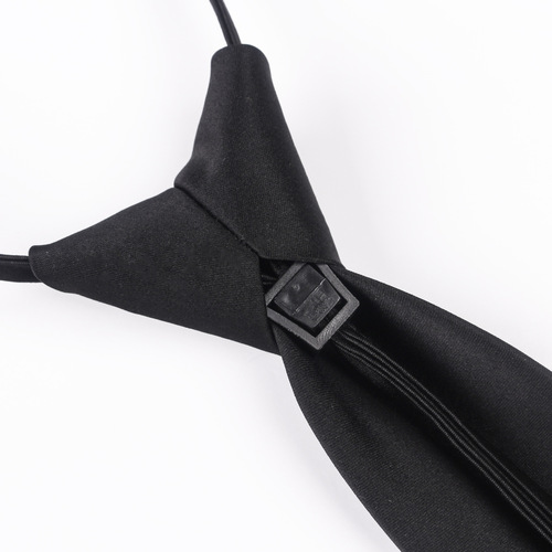 Upgraded version of zipper tie, lazy tie, black simple administrative pre-tied tie, professional business tie for men