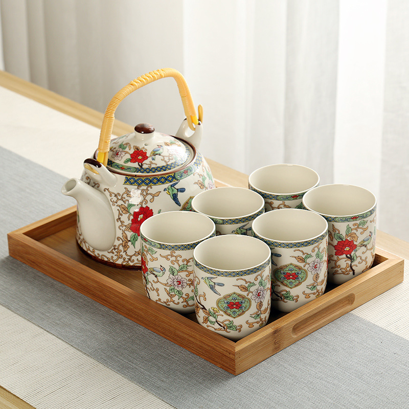 Tetera grande bandeja de té cerámica porcelana azul y blanca Kung Fu haz olla hogar simple juego de té traje bandeja una olla seis tazas