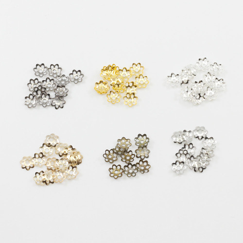 DIY jewelry materials, metal hollow spacer, bead base, small plum blossom flower holder, bead cap, 600 pcs/pack