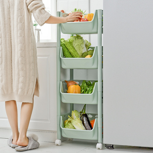 Multifunctional kitchen storage rack, multi-layered fruit and vegetable storage basket, floor-standing toy snack storage rack