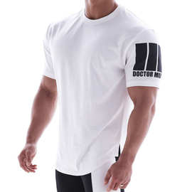 肌肉夏季新款运动短袖圆领男士健身兄弟休闲T恤跑步训练服装批发