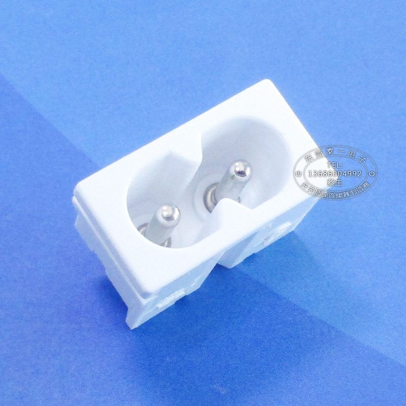 铜脚铜芯22*12白色两芯8字尾插 薄款适配器白色焊线脚AC插座DB-8