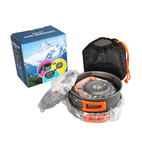 Outdoor picnic pot set for 2-3 people, includes an 08 teapot, portable camping pot set DS-308 cooking pot