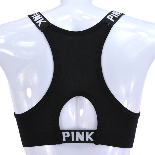 PINK Sports Bra Women's Sexy English Letter Shoulder Strap Beautiful Back Bra Tube Top Vest Women's Suspender Wrap Chest