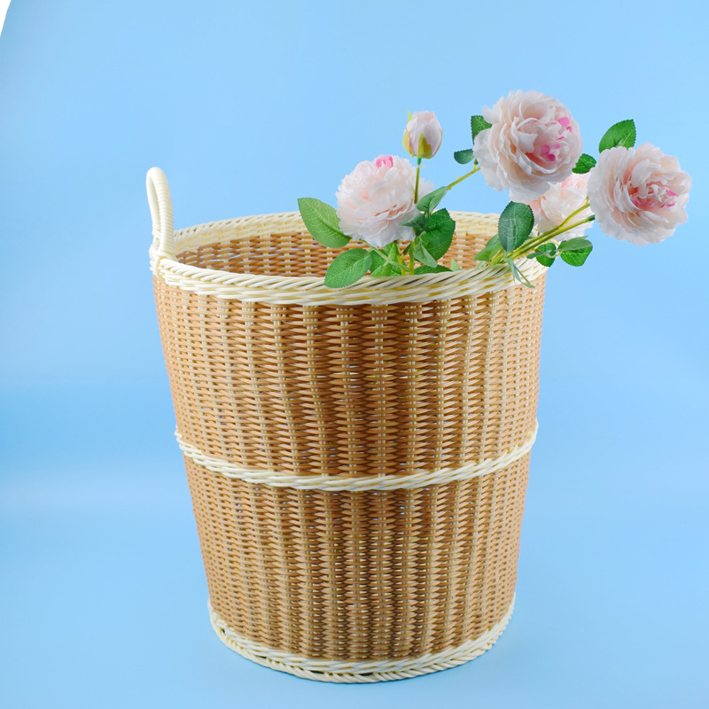 塑料藤编脏衣篮大号脏衣筐 酒店用品毛巾筐现货 收纳脏衣篮子透气|ru