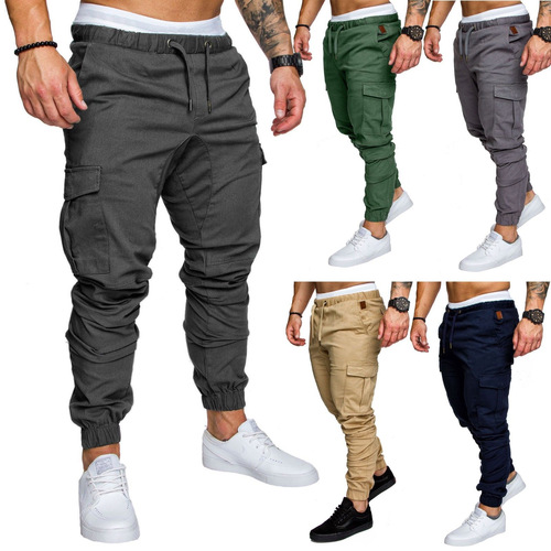 Workwear multi-pocket long pants for men, woven fabric casual pants, drawstring pants for men, all-year-round bulk items