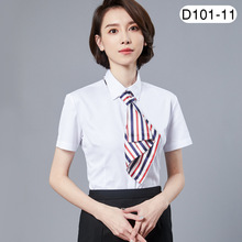 高棉商务女士白色衬衫短袖夏季修身韩版职业正装领衬衣OL通勤上衣