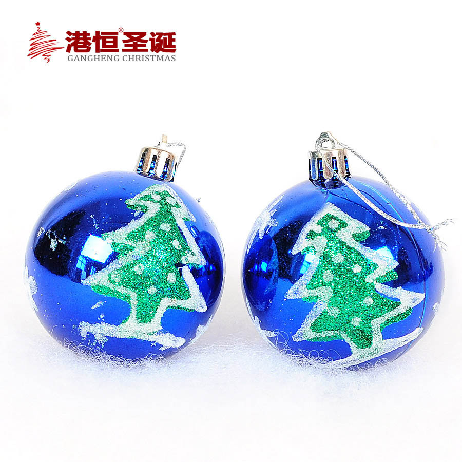 6cm de plástico BOLA DE Navidad árbol de Navidad decoración colgante Bola 6 pack azul con pintura brillante en caja pintada BOLA DE Navidad