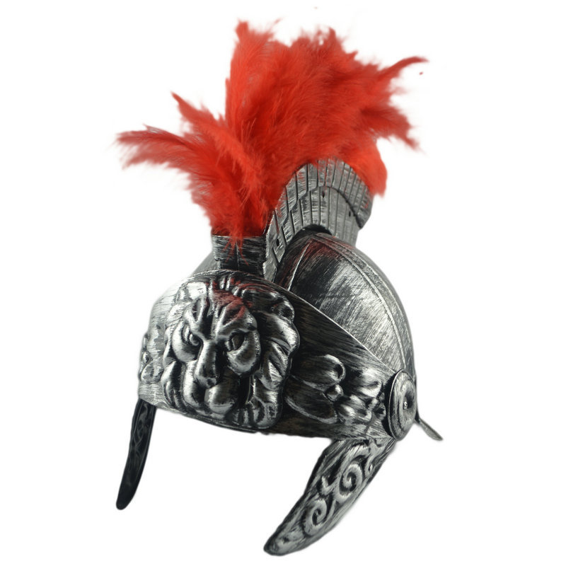 Casco de plástico Samurai sombrero de Esparta medieval antigua Roma retro Samurai Guerrero pluma León casco