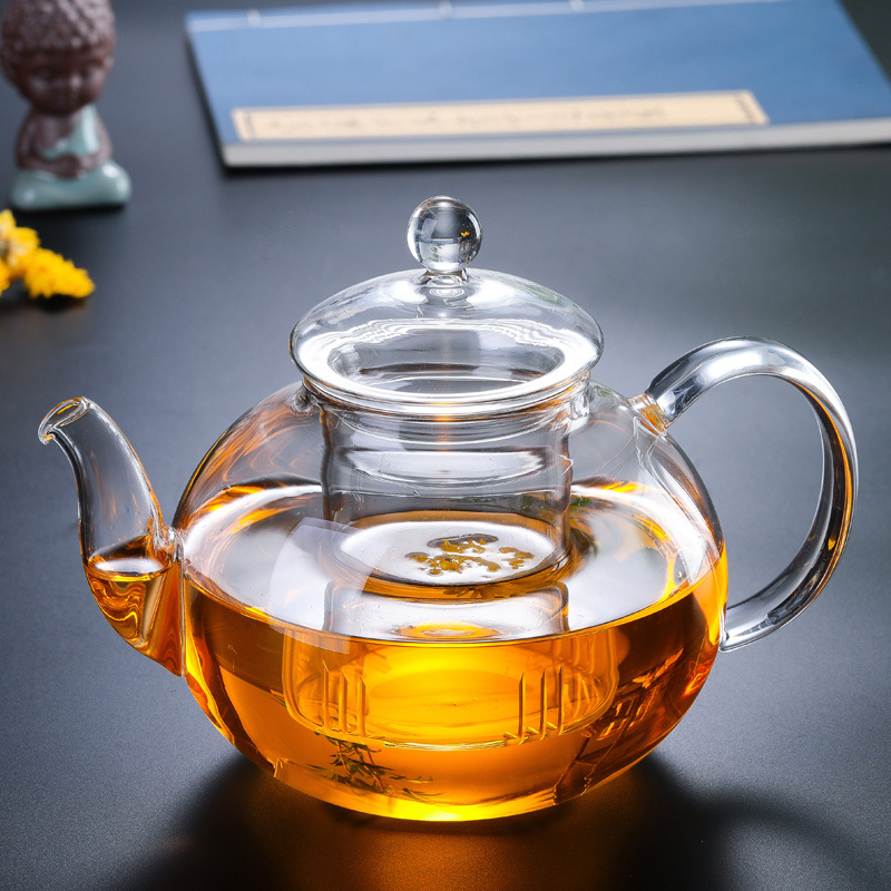 Set de tetera de flor de vidrio borosilicato engrosado, resistente a altas temperaturas, con filtro, juego de té kung fu, venta al por mayor de fábrica image 13