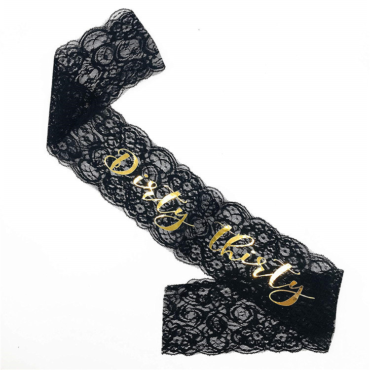 Nuevo negro cinturón de etiqueta de encaje de una sola capa de oro sucio treinta láser papel fuente correa de hombro