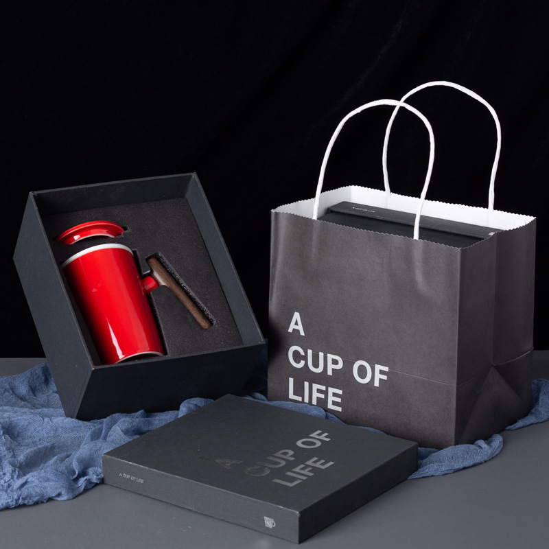 Taza de cerámica de madera original taza de café taza de taza de agua taza de oficina caja de regalo LOGO impresa