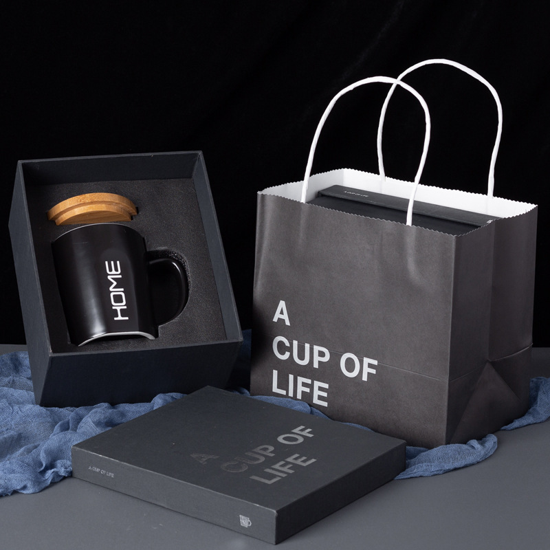 Taza de cerámica de madera original taza de café taza de taza de agua taza de oficina caja de regalo LOGO impresa