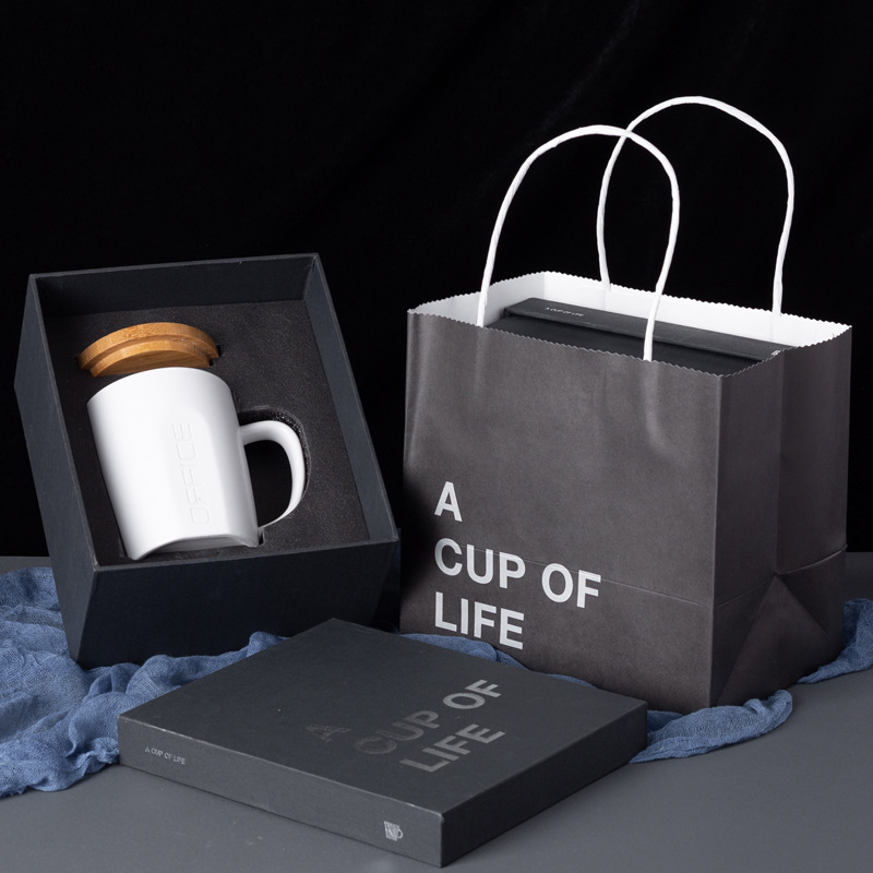 Taza de cerámica de madera original taza de café taza de taza de agua taza de oficina caja de regalo LOGO impresa