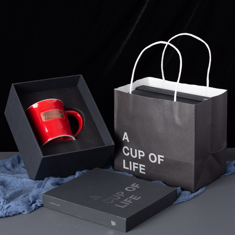 Taza de cerámica de madera original taza de café taza de taza de agua taza de oficina caja de regalo LOGO impresa