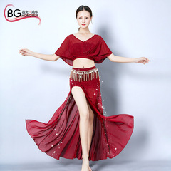 New classical belly dance practice costume set for beginners in spring and autumn sexy large size long skirt costume