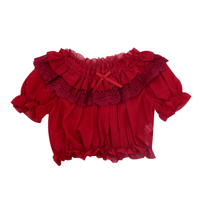 "Tubo interior superior" Nuevo Lolita interior hombro elástico puff manga de encaje con volantes base tubo superior