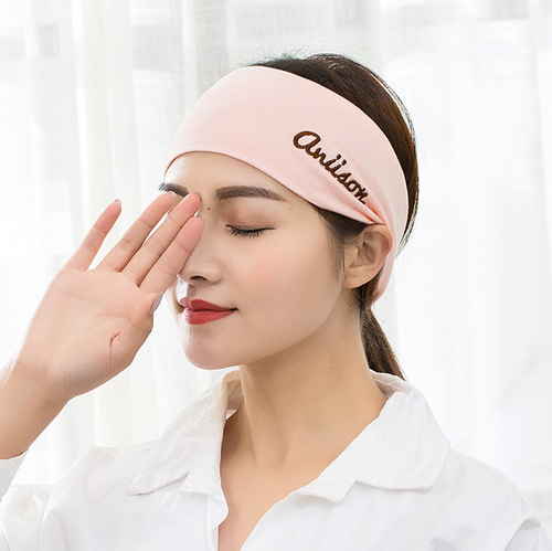 Letter embroidered pure cotton confinement headscarf, fashionable yoga sports headband, ladies makeup, running face wash headband