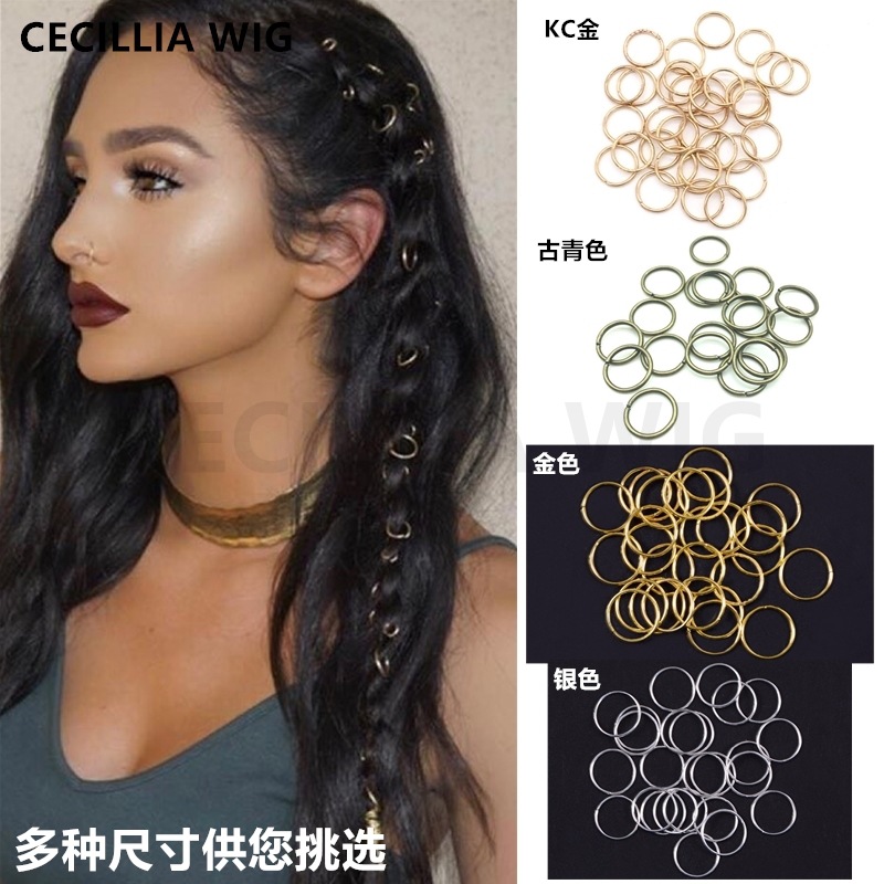 Peluca negra joyería anillo Africano Twist trenza de primavera trenza de tres hilos trenza hueca anillo de extensión de cabello trenza sucia anillo decorativo