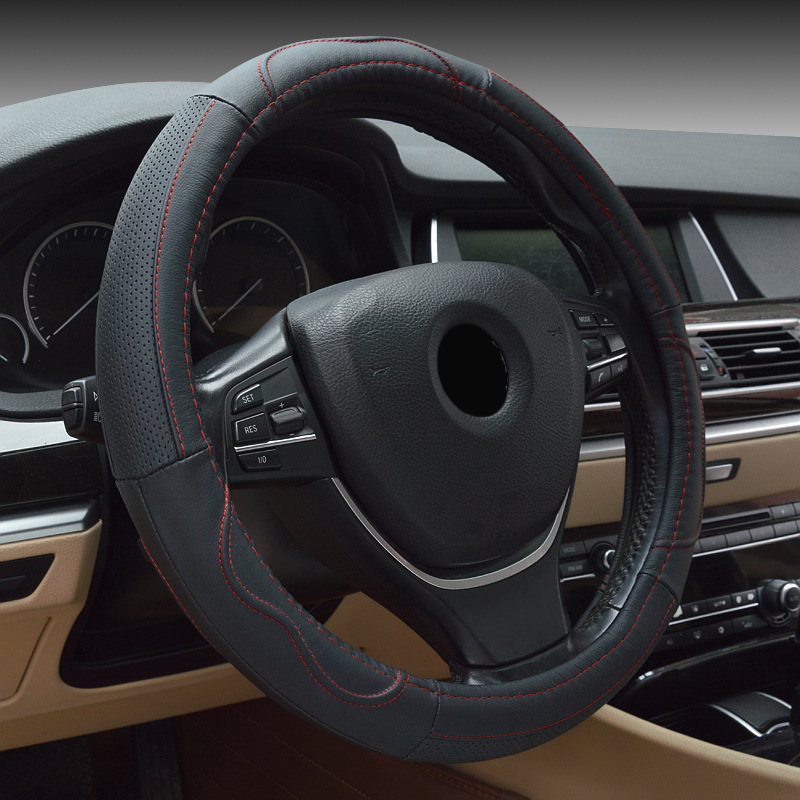 厂家批发汽车牛皮方向盘套经典款爆款汽车保护套跨境速卖通亚马逊
