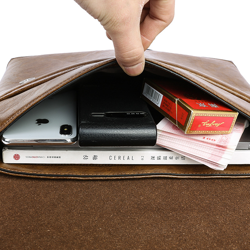 Bolso de cuero transfronterizo para hombres 2019 nuevo negocio casual pu hombro mensajero bolso multifuncional color sólido maletín