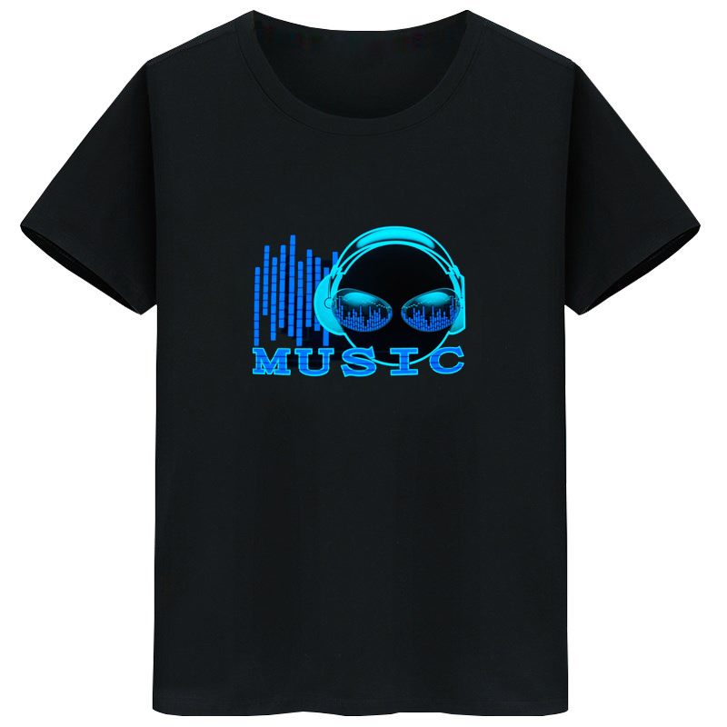 Inalámbrico multi-función táctil interruptor luminoso camiseta tiktok mismo control de voz eléctrica sonido batería red ropa roja flash LED