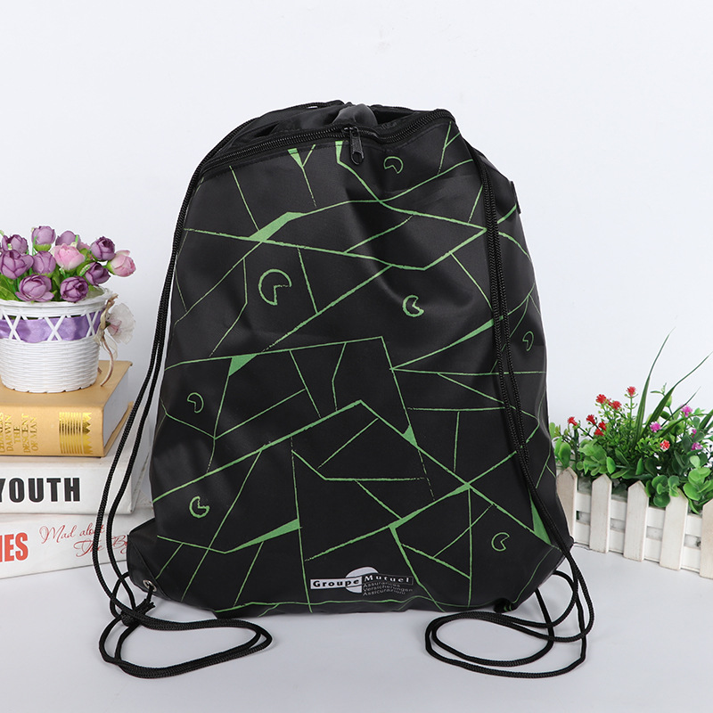 Venta al por mayor bolsa de cordón de poliéster impresa bolsa de almacenamiento a prueba de polvo al aire libre logotipo ajustable bolsa de mochila con cordón impermeable