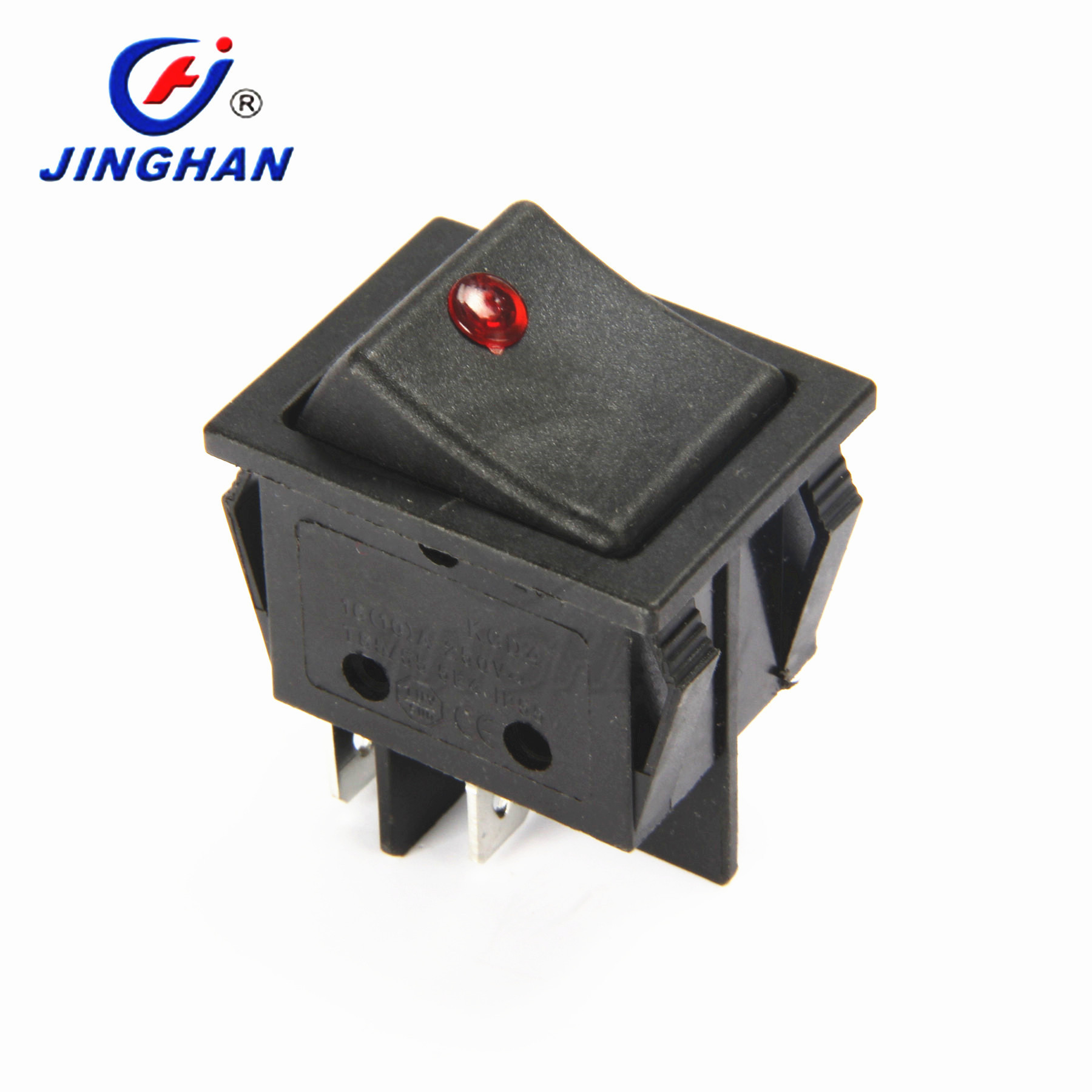 晶瀚 JINGHAN大电流开关 猫眼带灯开关 双耳船型开关 KCD4-201MN