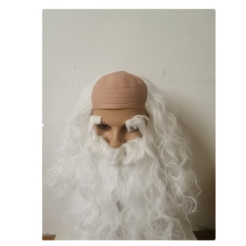 Birthday Star Headgear Eyebrows Santa Claus Wig Bald Wig White Beard Halloween Performance Old Man Beard