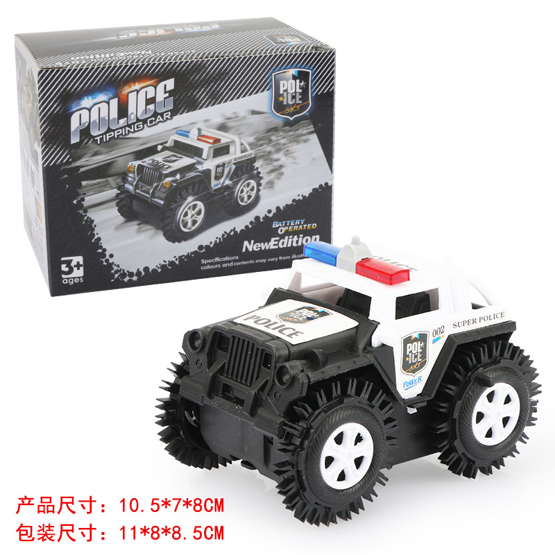 Exportaciones transfronterizas de dibujos animados camión volquete eléctrico niños jugando coche de acrobacias volteo Jeep granjero coche de policía coche de juguete