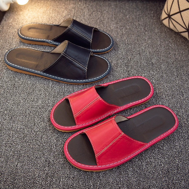 Летние тапочки из овчины для мужчин и женщин, парные, на толстой подошве, для дома, нескользящие, износостойкие.