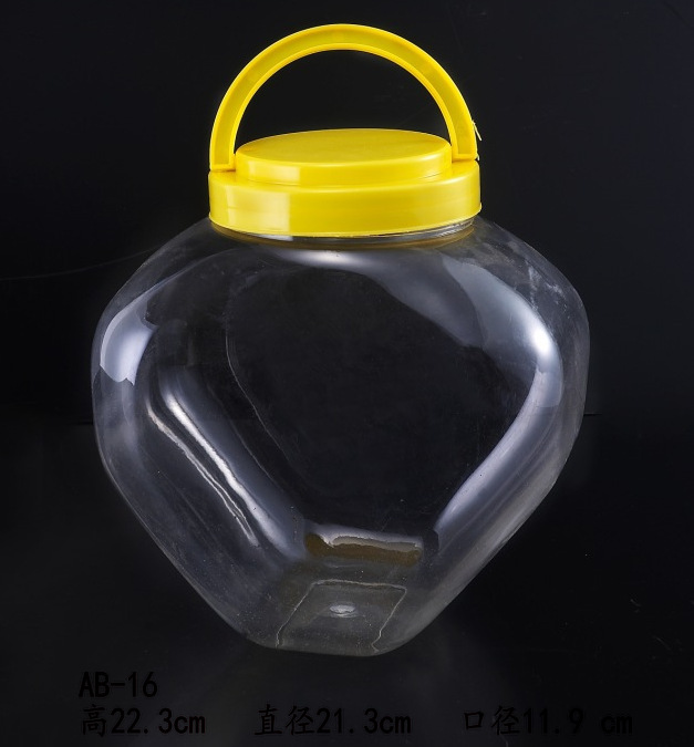 厂家供应 4.5L升PET心形瓶 广口透明塑料瓶 玩具瓶 手挽零食罐