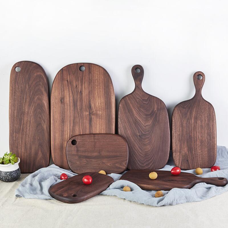 Tabla de cortar de madera de nogal negro Tabla de pan sushi bandeja de madera Tabla de pizza tabla de cortar LOGO se puede imprimir