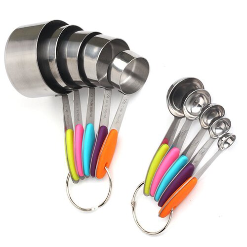 Stainless Steel Measuring Cups and Spoons 10-piece Baking Set Measuring Cups and Spoons Set