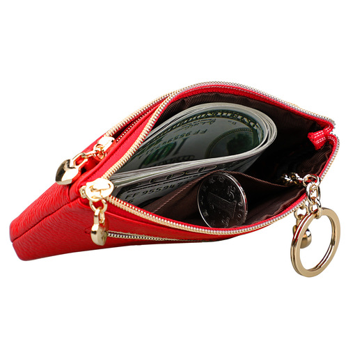Factory direct sales Taobao new genuine leather women's coin purse car key bag multi-functional compact women's clutch bag