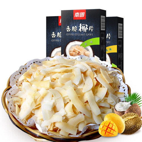 Hainan specialty southern food crispy snack original durian flavor coconut flakes 60g coconut flakes boxed charcoal roasted coconut flakes